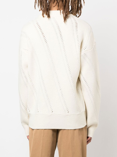 Shop Sunflower Pointelle-trim Wool Jumper In White