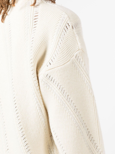 Shop Sunflower Pointelle-trim Wool Jumper In White