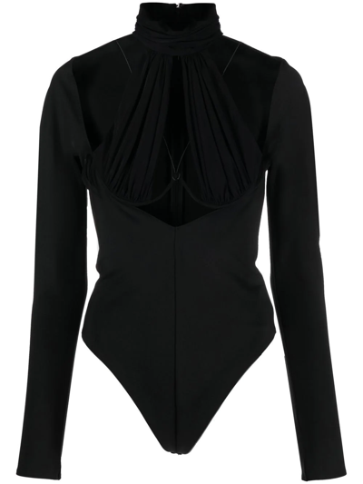 Shop Alessandro Vigilante Cut-out Long Sleeve Bodysuit In Black