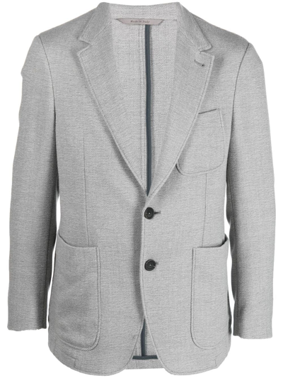 Shop Canali Single-breasted Wool Blazer In Grey