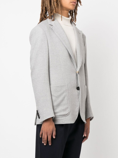 Shop Canali Single-breasted Wool Blazer In Grey