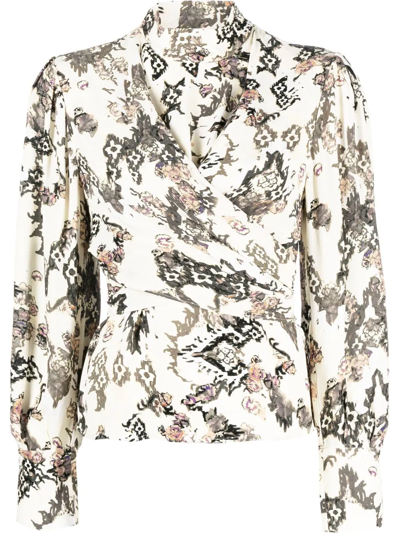 Shop Iro Graphic-print Ruched Shirt In Neutrals