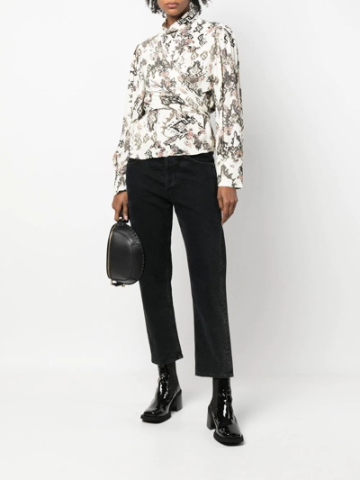 Shop Iro Graphic-print Ruched Shirt In Neutrals