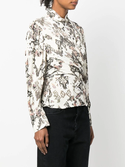 Shop Iro Graphic-print Ruched Shirt In Neutrals