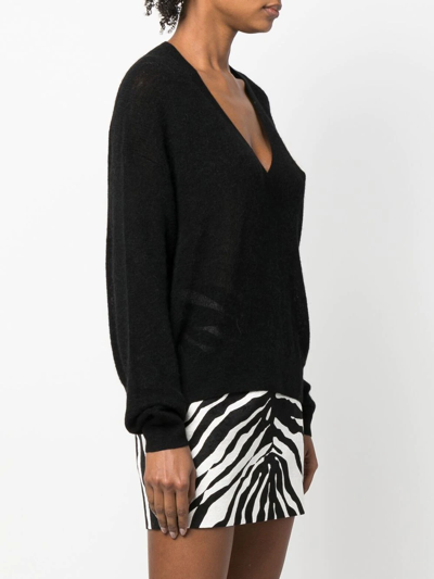 Iro Slub-effect V-neck Jumper In Black