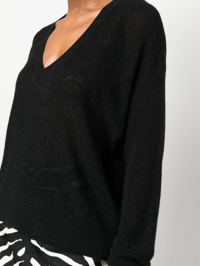 Iro Slub-effect V-neck Jumper In Black