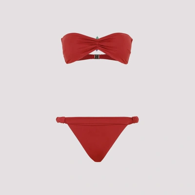 Shop Moeva Zeta Lucille Bikini In Red Ochre