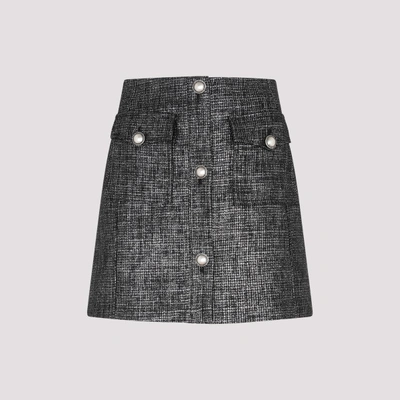 Shop Alessandra Rich Tweed Mini Skirt In Color:  Black Silver