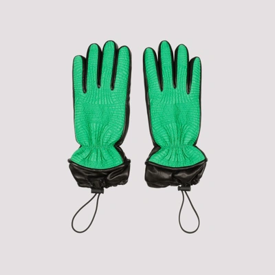 Shop Bottega Veneta Leather Gloves In Parakeet Black