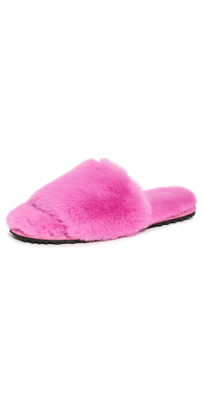 Shop Apparis Diana Faux Fur Slippers Sugar Pink