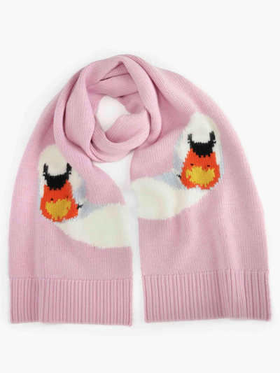 Shop Jw Anderson Intarsia Scarf With Swan Motif In Pink