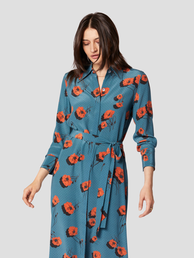 Shop Equipment Crysta Silk Dress In Tapestry Blue Multi Poppy