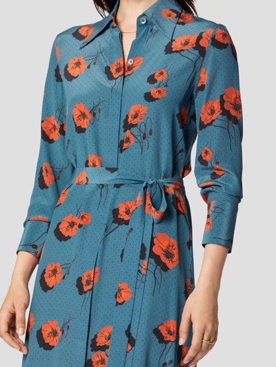 Shop Equipment Crysta Silk Dress In Tapestry Blue Multi Poppy