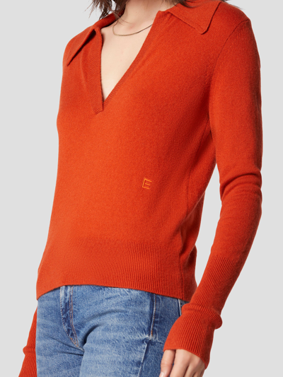 Shop Equipment Audenn Cashmere Polo Sweater In Orange Rooibos Tea