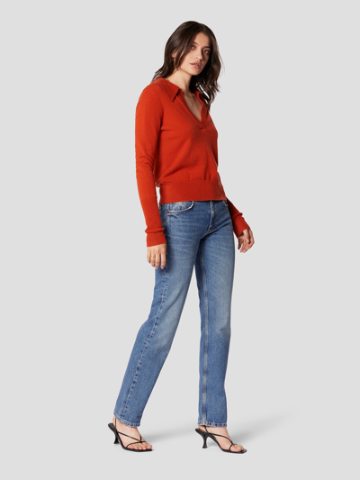 Shop Equipment Audenn Cashmere Polo Sweater In Orange Rooibos Tea