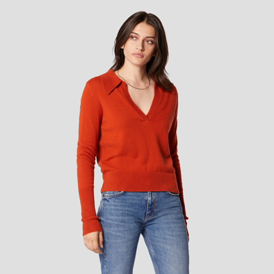 Shop Equipment Audenn Cashmere Polo Sweater In Orange Rooibos Tea