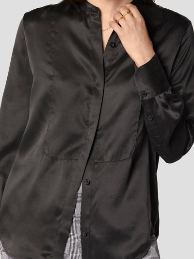 Shop Equipment Brielle Silk Satin Shirt In True Black