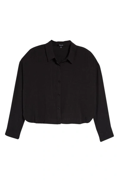 Shop Madewell Lusterweave Hartfield Crop Shirt In True Black