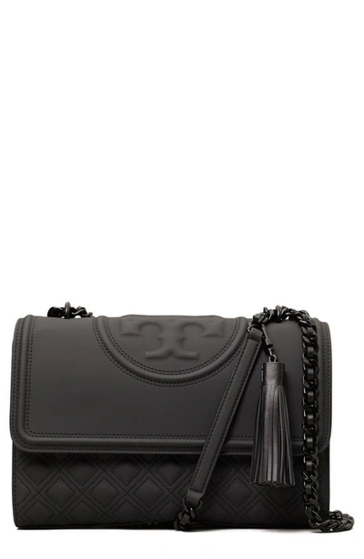 Shop Tory Burch Fleming Matte Convertible Shoulder Bag In Black