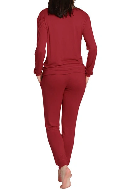 Shop Blis Long Pajamas In Deep Red