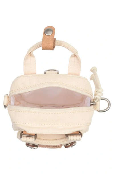 Shop Doughnut Macaroon Tiny Organic Cotton Series Leather Trimmed Crossbody Bag In Beige