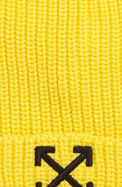 Shop Off-white Kids' Arrow Wool Beanie In Yellow Black