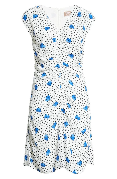 Shop Hugo Boss Desmala Dot Ruched Dress In Blue Dot Fantasy