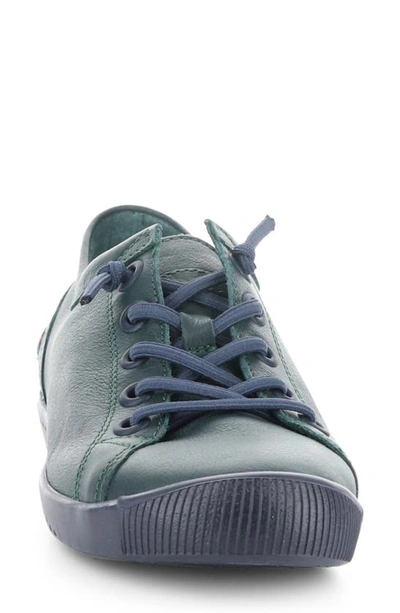 Shop Softinos By Fly London Isla Distressed Sneaker In Forest Green Smooth Leather