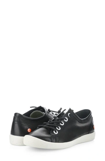Shop Softinos By Fly London Isla Distressed Sneaker In 042 Black Smooth Leather