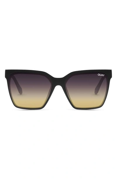 Shop Quay Level Up 55mm Square Sunglasses In Matte Black / Black Gold