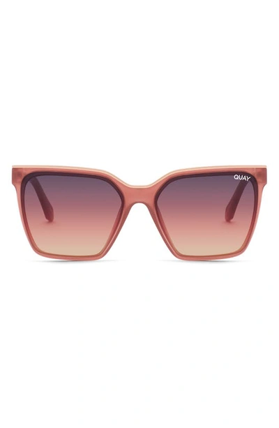 Shop Quay Level Up 55mm Square Sunglasses In Milky Rose / Navy