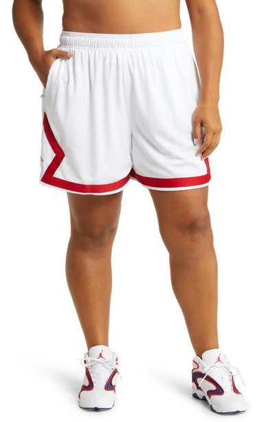 Shop Jordan Heritage Diamond Shorts In White/ Gym Red