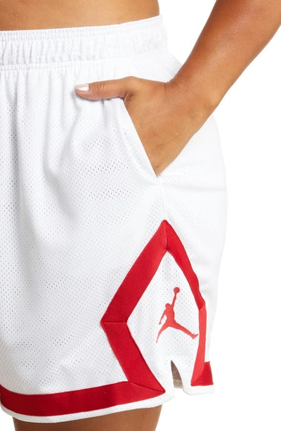 Shop Jordan Heritage Diamond Shorts In White/ Gym Red