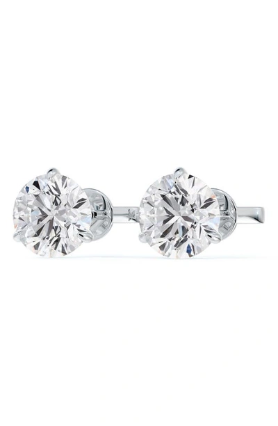 Shop De Beers Forevermark Classic Three-prong Diamond Earrings In 18k White Gold