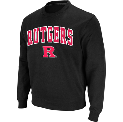 Shop Colosseum Black Rutgers Scarlet Knights Arch & Logo Crew Neck Sweatshirt