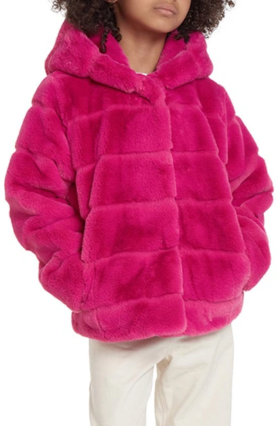 Shop Apparis Kids' Goldie Faux Fur Hooded Jacket In Confetti Pink