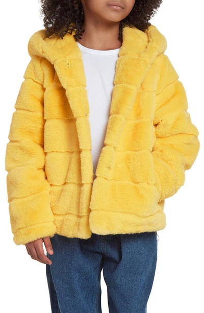 Shop Apparis Kids' Goldie Faux Fur Coat In Maize
