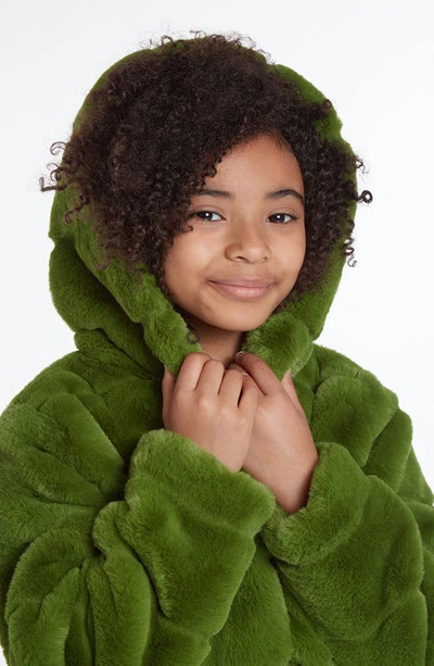 Shop Apparis Kids' Goldie Faux Fur Coat In Moss Green