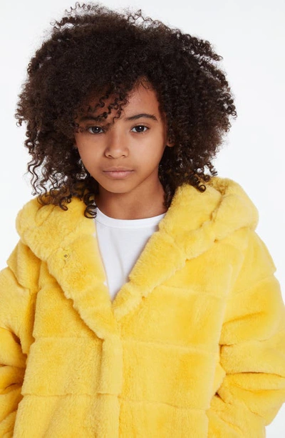 Shop Apparis Kids' Goldie Faux Fur Coat In Maize