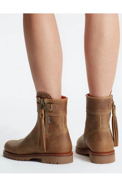 Shop Penelope Chilvers Crop Tassel Leather Boot In Biscuit