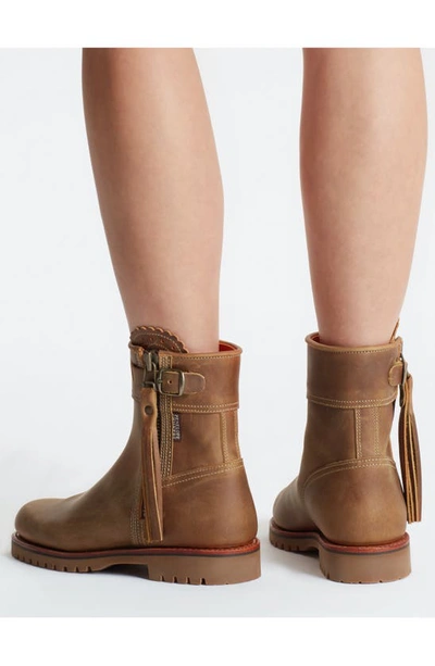 Penelope Chilvers Crop Tassel Leather Boot In Biscuit