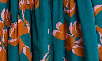 LA LIGNE FLORAL SCOOP NECK COTTON & SILK DRESS 
