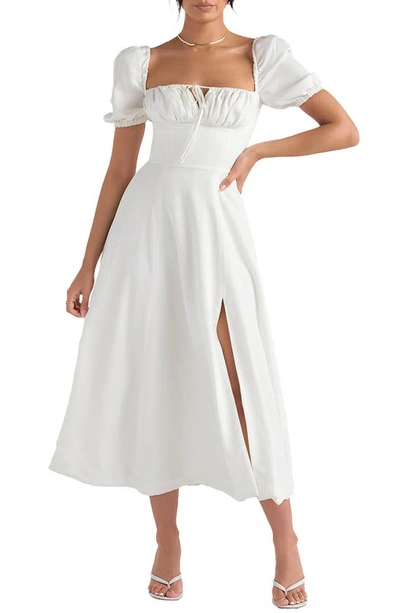 House Of Cb Tallulah Puff Sleeve Midi Dress In White