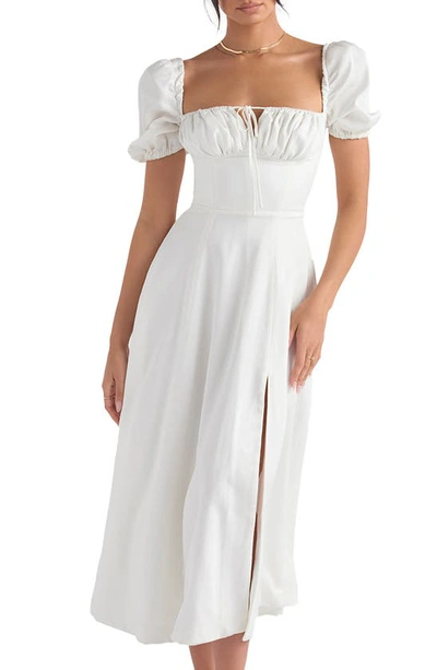 House Of Cb Tallulah Puff Sleeve Midi Dress In White