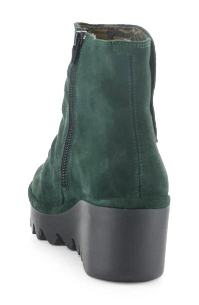 Shop Fly London Brom Wedge Bootie In 002 Green Forest Oil Suede