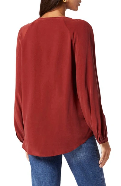 Joie Shariana Long Sleeve Silk Top In Brown In Russet Brown