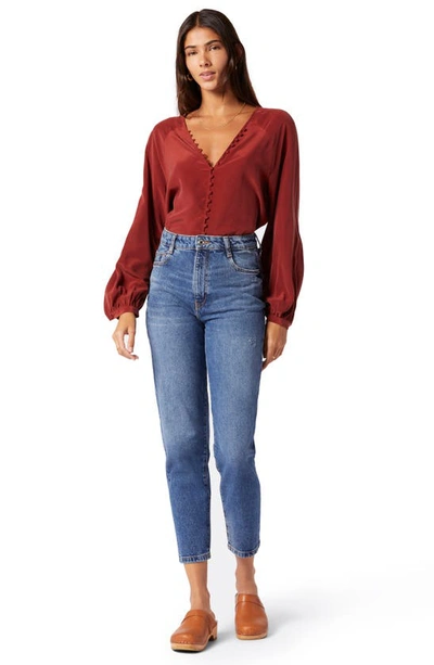 Joie Shariana Long Sleeve Silk Top In Brown In Russet Brown