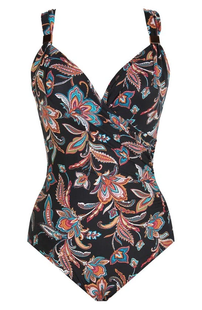 Shop Miraclesuit Scotch Floral Siren One-piece Swimsuit In Blk/ Multi