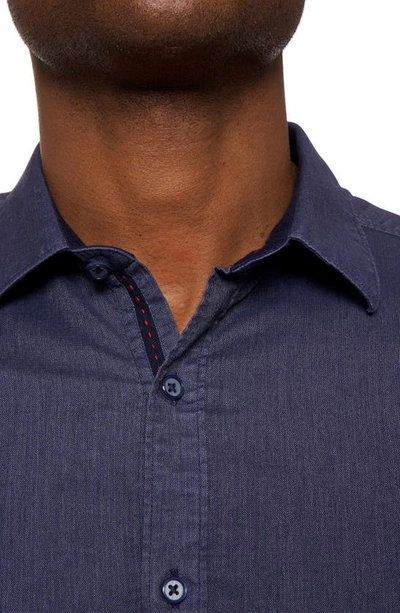 Shop Robert Graham Serpens Cotton Blend Button-up Shirt In Navy