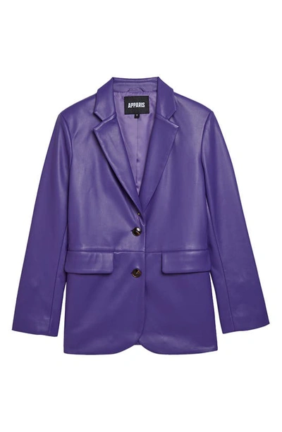 Shop Apparis Killian Faux Leather Blazer In Electric Purple